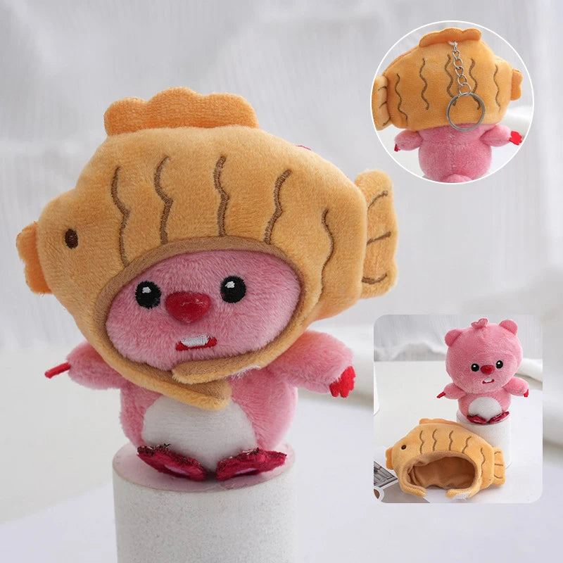 1PC 12cm Cute Cartoon Plush Little Detachable Hat Stuffed Doll Toys Pendant Bag Decoration Keychain Gifts