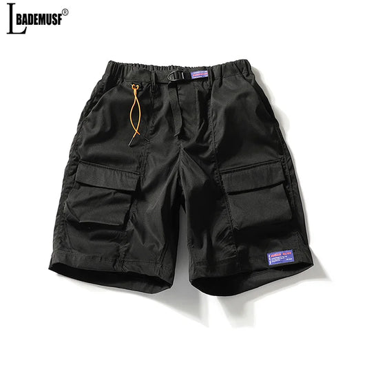 2024 Men New Summer Solid Color Multiple Pockets Cargo Shorts Fashion Simplicity Loose Fitting Outdoors Motion Short Men